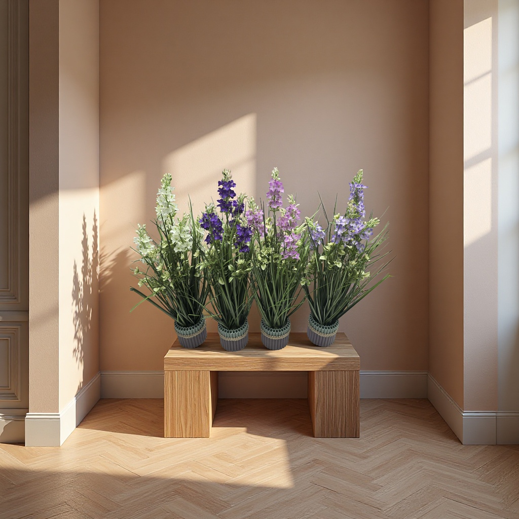 A 10-piece set of crocheted artificial tulip and raffia grass decorative artificial flowers Application Scenario
