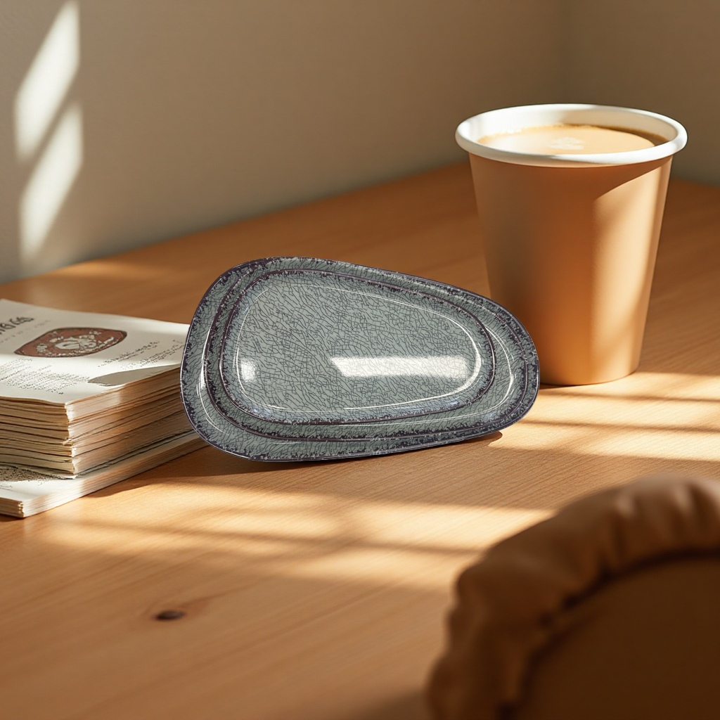 Trapezoidal ceramic dinner plate, household kitchen tableware set details Picture