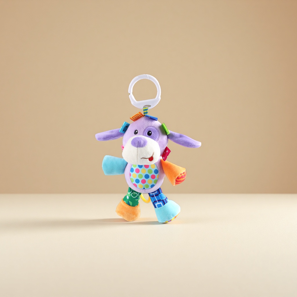 SOZZY玩具婴儿毛绒玩偶 0-3岁宝宝安抚拉铃车挂床挂玩具批发 白底实物图