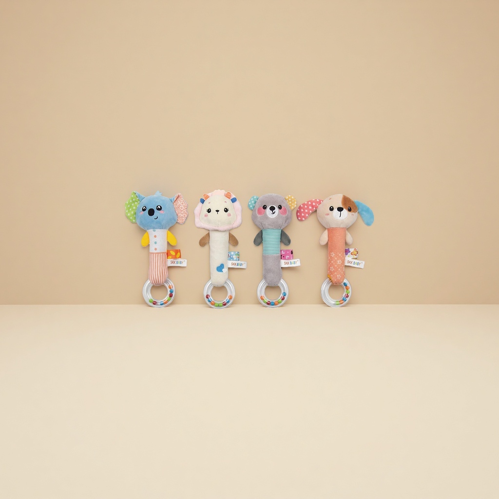 厂家批发SKK BABY婴幼儿玩具黑白动物手摇棒带BB器手摇鼓安抚玩偶 