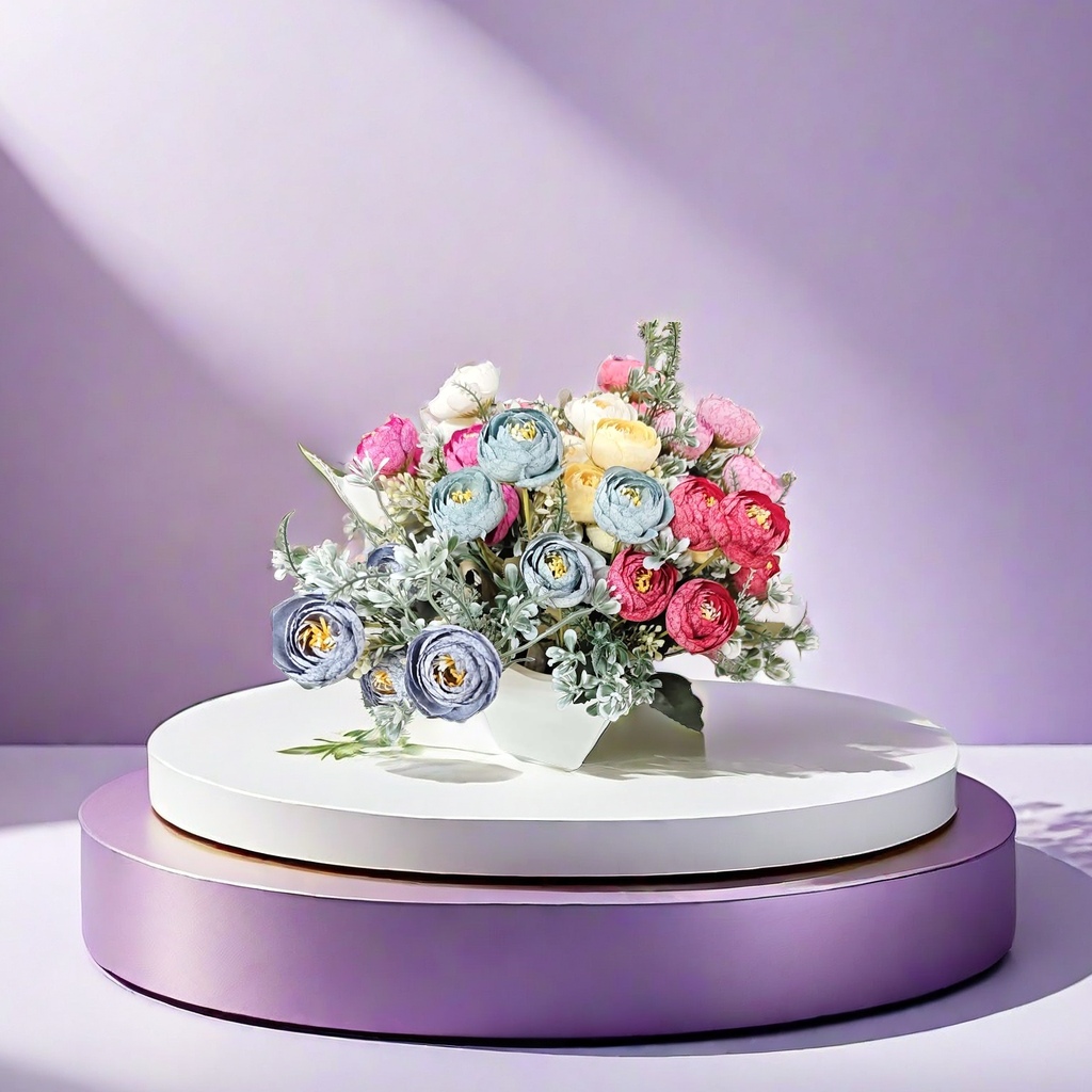 钩织仿真花郁金香拉菲草装饰假花12支装