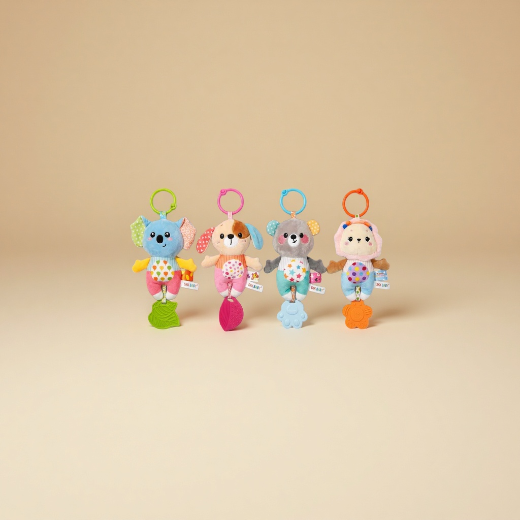 跨境新品厂家直销婴幼儿卡通风铃早教车床挂件 动物彩色风铃床挂 toys