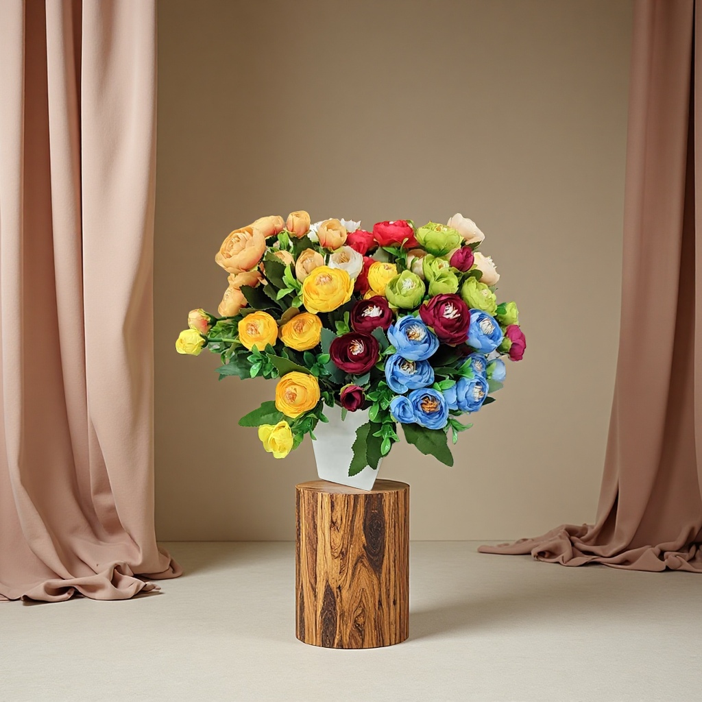 钩织仿真花郁金香拉菲草装饰假花15支装