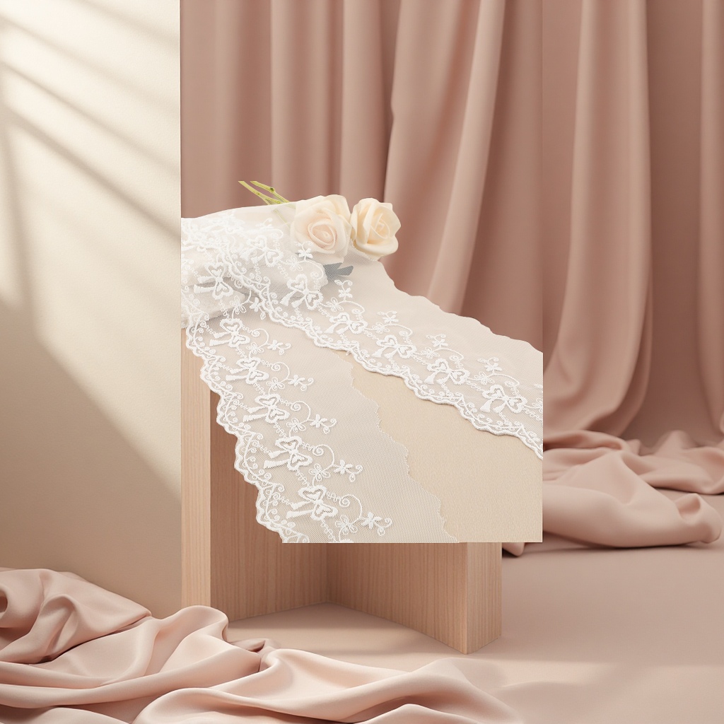 The grey lace-trimmed hand-beaded paper products have elegant lace decoration, exquisite details and are multi-functional Specification image