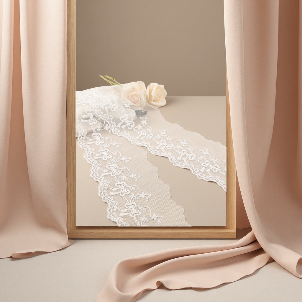 The grey lace-trimmed hand-beaded paper products have elegant lace decoration, exquisite details and are multi-functional