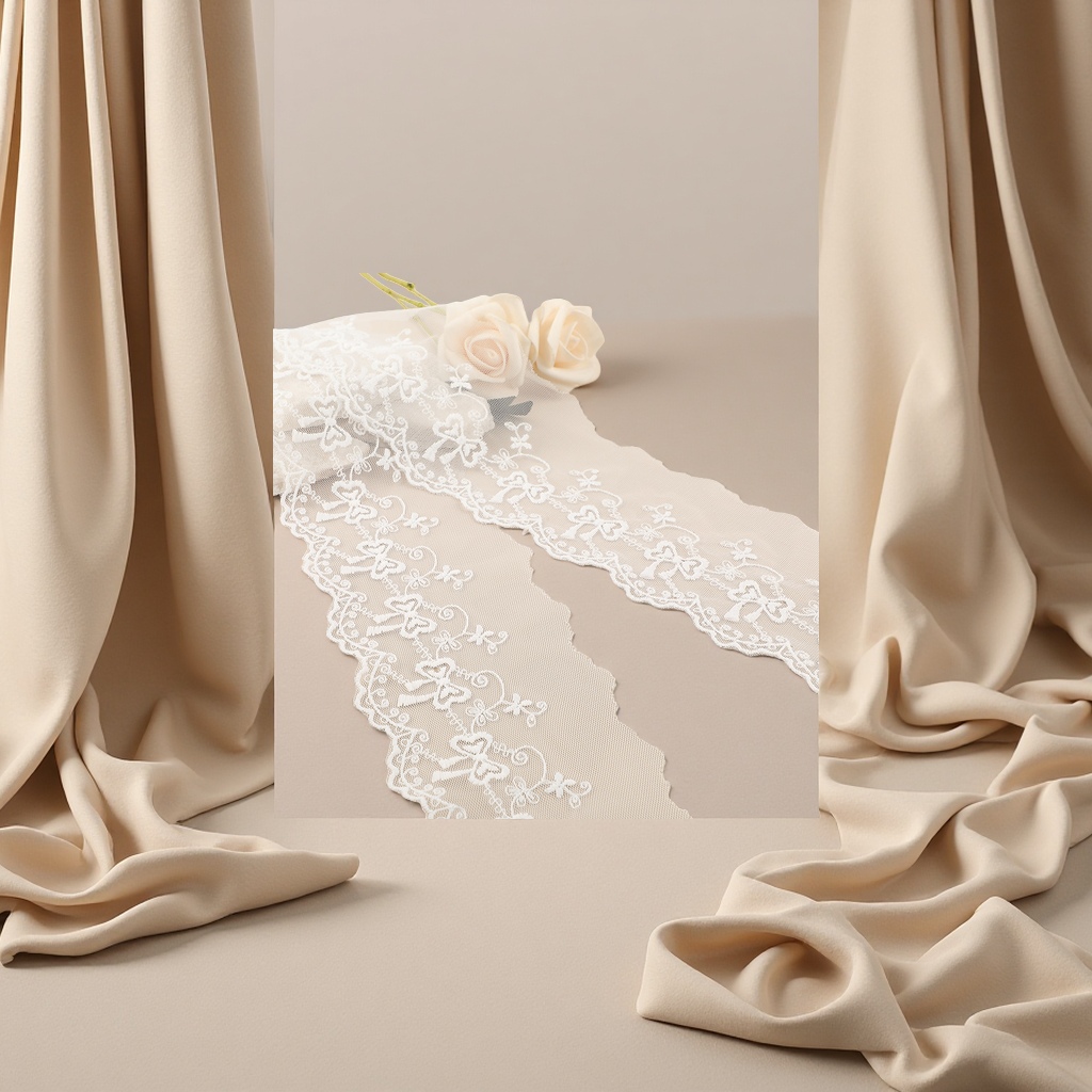 The grey lace-trimmed hand-beaded paper products have elegant lace decoration, exquisite details and are multi-functional details Picture