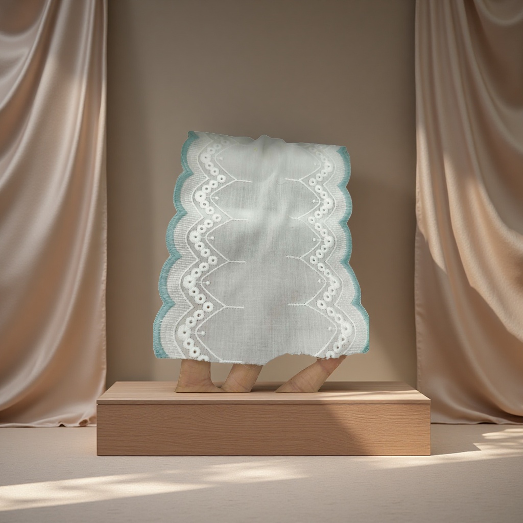 The grey lace-trimmed hand-beaded paper product features a breathable, soft and anti-slip design details Picture