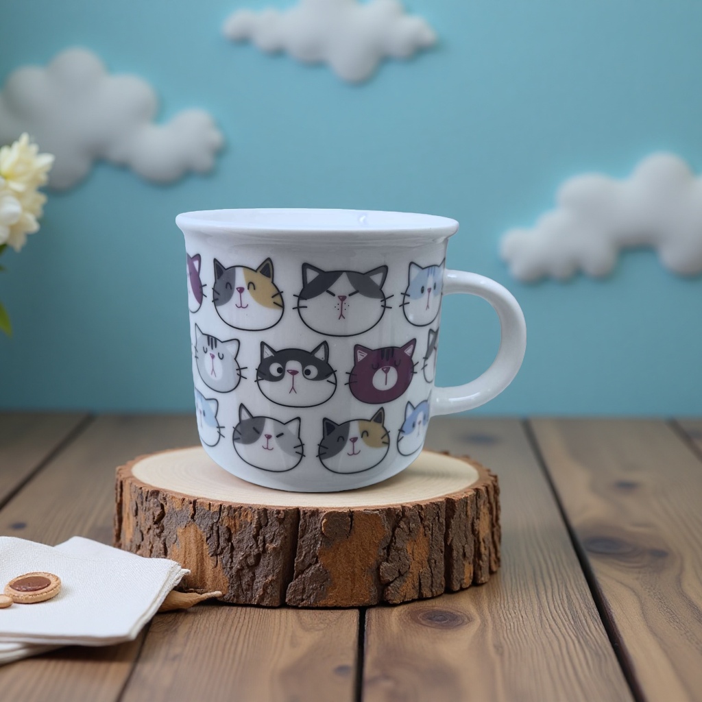 Christmas Nordic ceramic cups, ceramic cups with heat preservation and anti-scald design, simple style Specification image