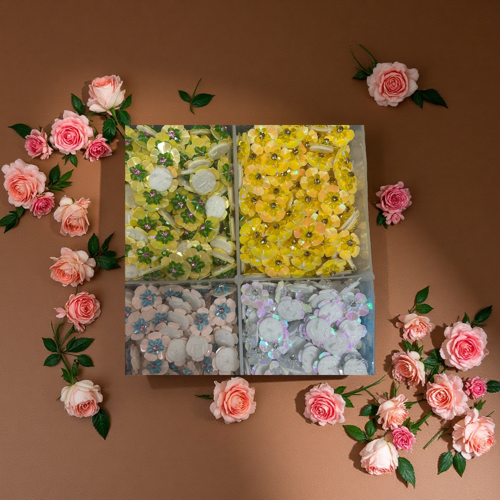 手工亮片花 精致装饰贴纸 闪粉贴纸 情人节礼物 DIY手账素材