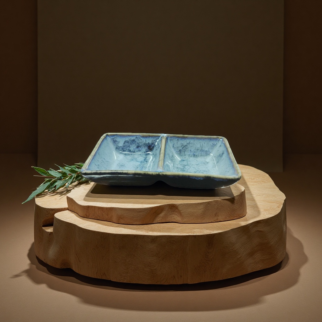 二格长方碟陶瓷餐盘家用简约早餐餐具组合装