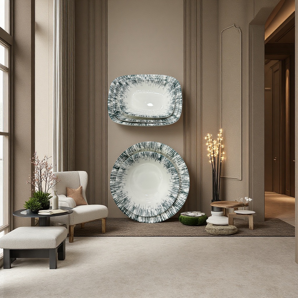The 2026 new Phoenix Feather series blue shallow plate rectangular deep plate coffee cups and saucers Application Scenario