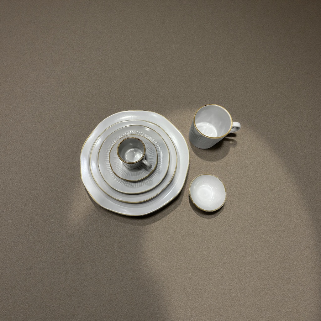 The 2026 new rock-fired series features green and white lotus mouth shallow plates, dain-shaped plates, coffee cups, saucers and bowls, and high-end matte tableware Specification image