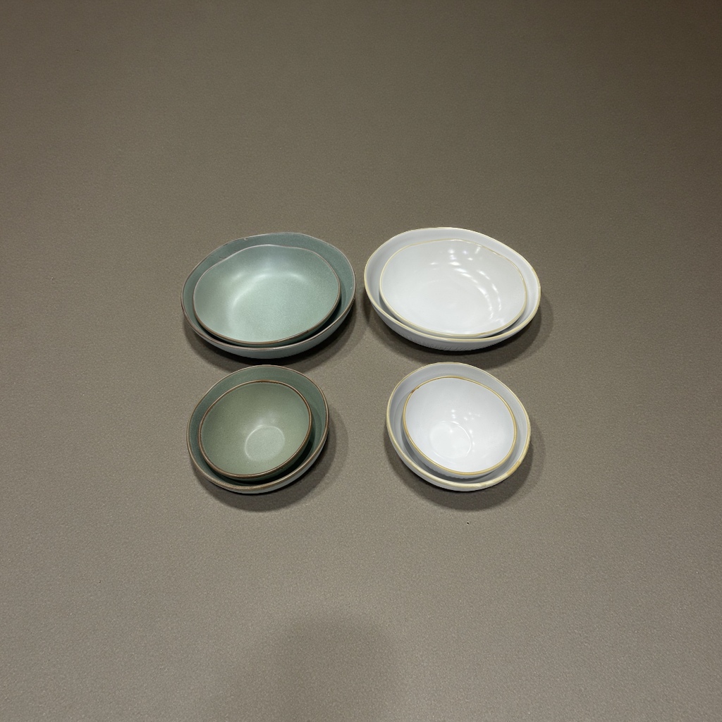The 2026 new rock-fired series features green and white lotus mouth shallow plates, dain-shaped plates, coffee cups, saucers and bowls, and high-end matte tableware Application Scenario