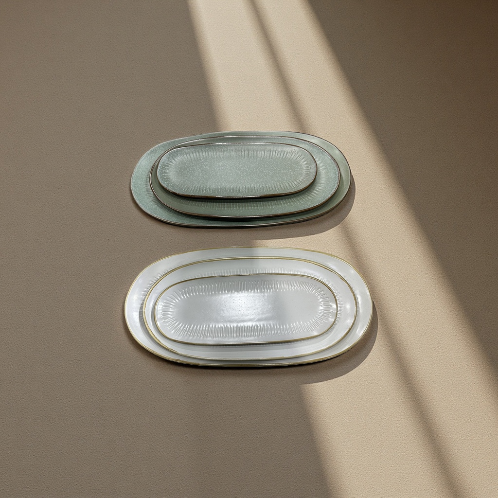 The 2026 new rock-fired series features green and white lotus mouth shallow plates, dain-shaped plates, coffee cups, saucers and bowls, and high-end matte tableware details Picture