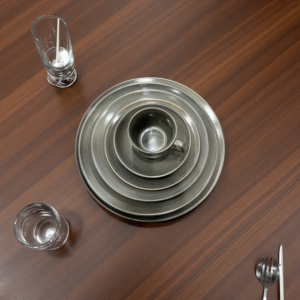 New 2026 plain grey retro kiln-transformed irregular-shaped flat plate hotel creative tableware