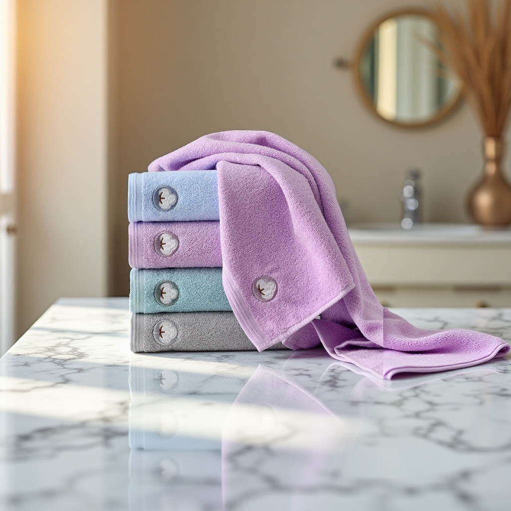 High-quality pure cotton towels are soft and highly absorbent for daily use