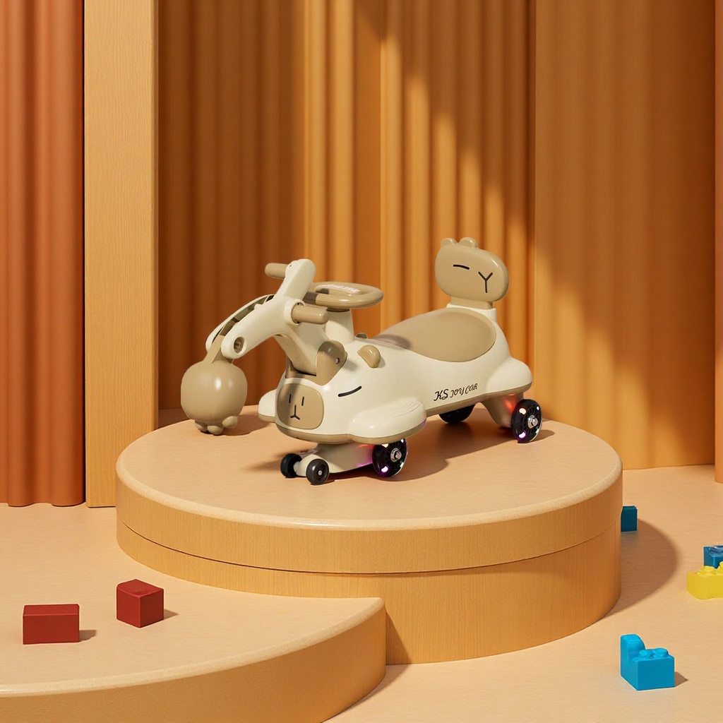 澄海玩具挖机车手拖车扭扭车挖掘机轮滑车12寸