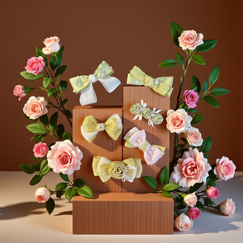 蝴蝶结发饰女可爱粉色头绳时尚发圈甜美系带发夹