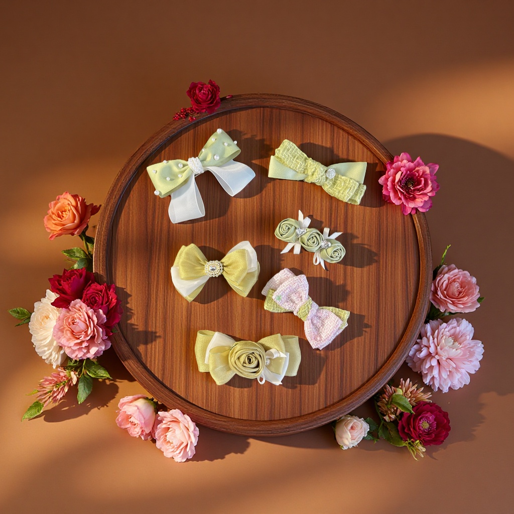Bow hair accessory, cute pink hair tie, fashionable hair band, sweet tie hair clip details Picture