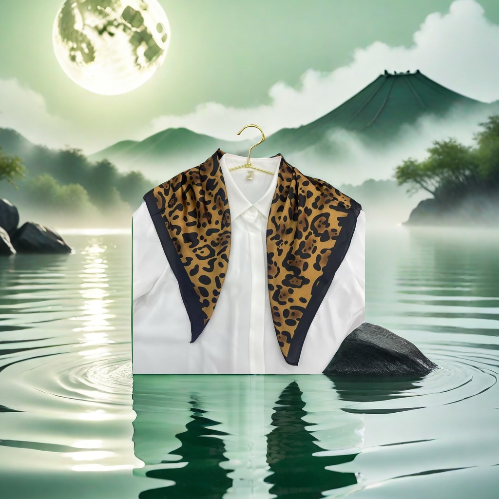 The leopard print pattern silk scarf is a high-end, fashionable and elegant women's scarf, simple and versatile Application Scenario