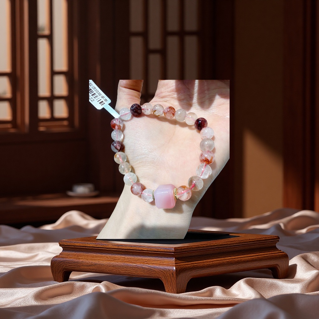 红胶花盐源玛瑙手串天然玉石饰品手工编织串珠