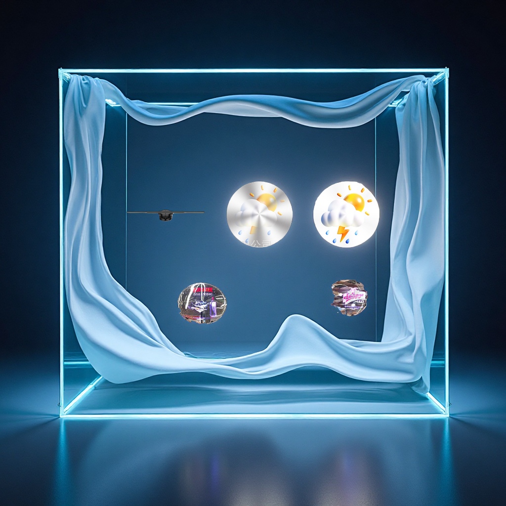 Naked-eye 3D holographic projector 244LED stereoscopic suspended aerial imaging fan screen wall-mounted advertising machine Specification image