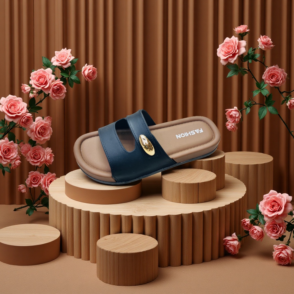 Korean-style metal-buckle one-shoulder slippers, versatile soft-soled anti-slip flip-flops for summer outerwear details Picture