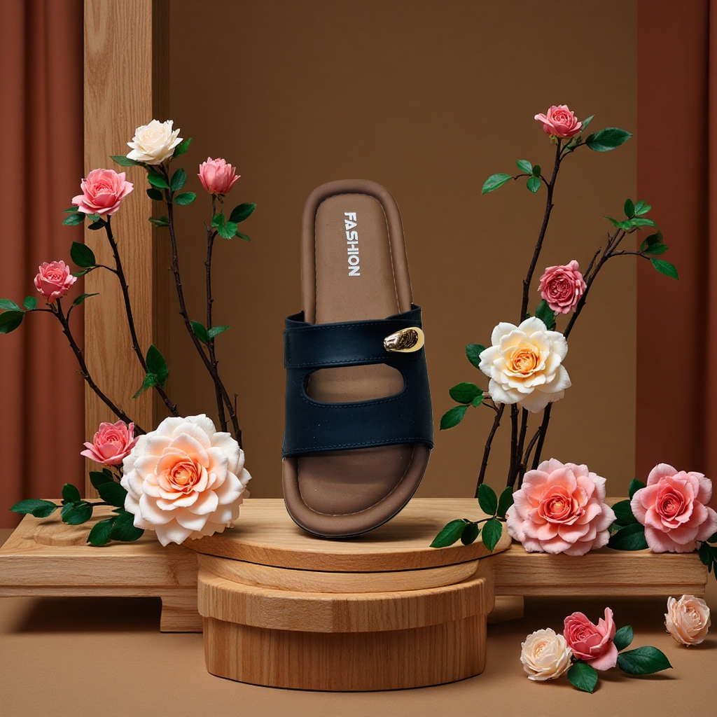 Korean-style metal-buckle one-shoulder slippers, versatile soft-soled anti-slip flip-flops for summer outerwear