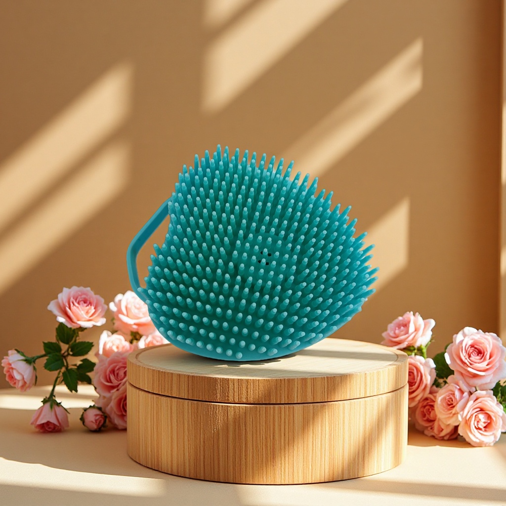 Blue facial cleansing brush, electric cleaning head, soft bristles, gentle exfoliation, beauty and skin care tool