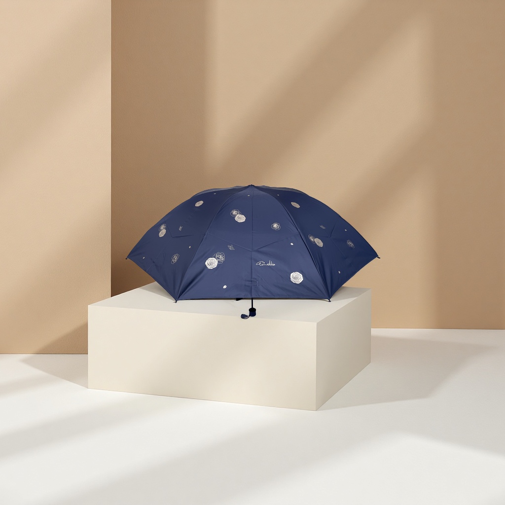 Paradise Three-Fold Umbrella Black vinyl 57 cm 8k, sun protection, wind resistance, lightweight and durable Specification image