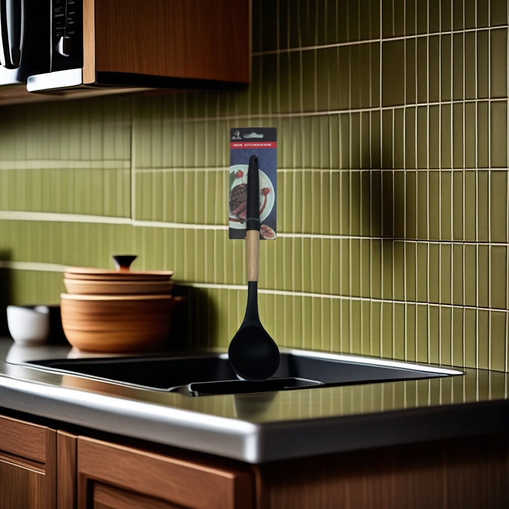 木柄硅胶汤勺防烫耐高温厨房用具