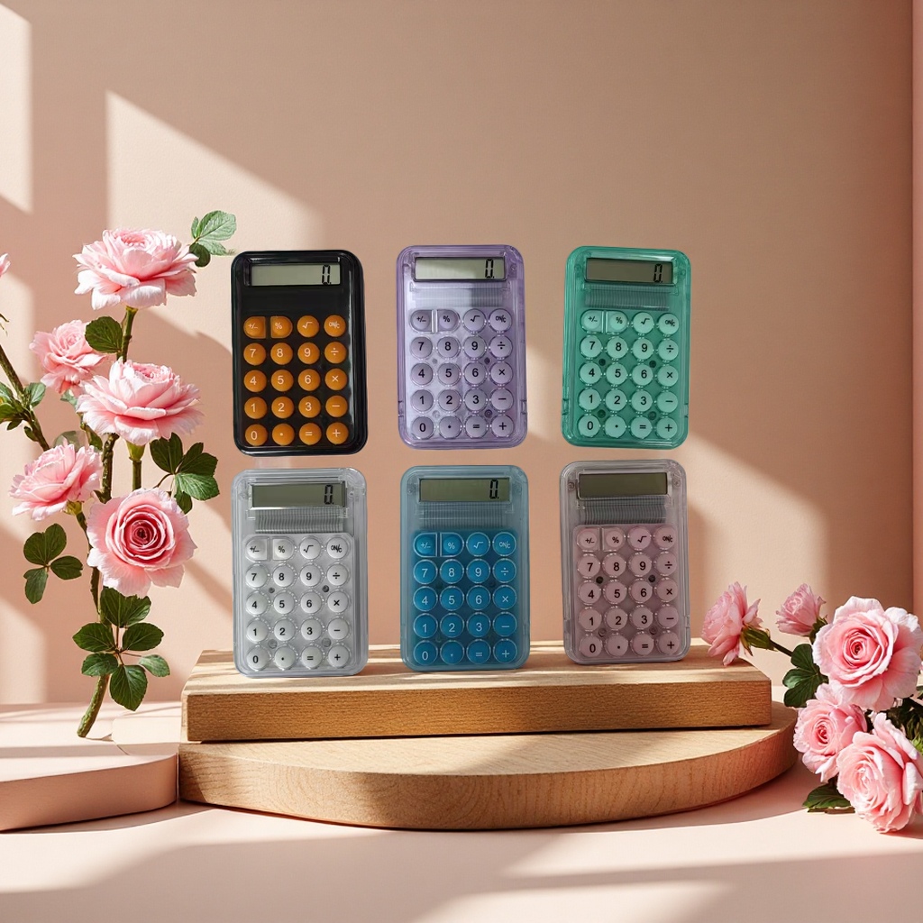 Colorful macaron portable pocket calculator with candy flavor