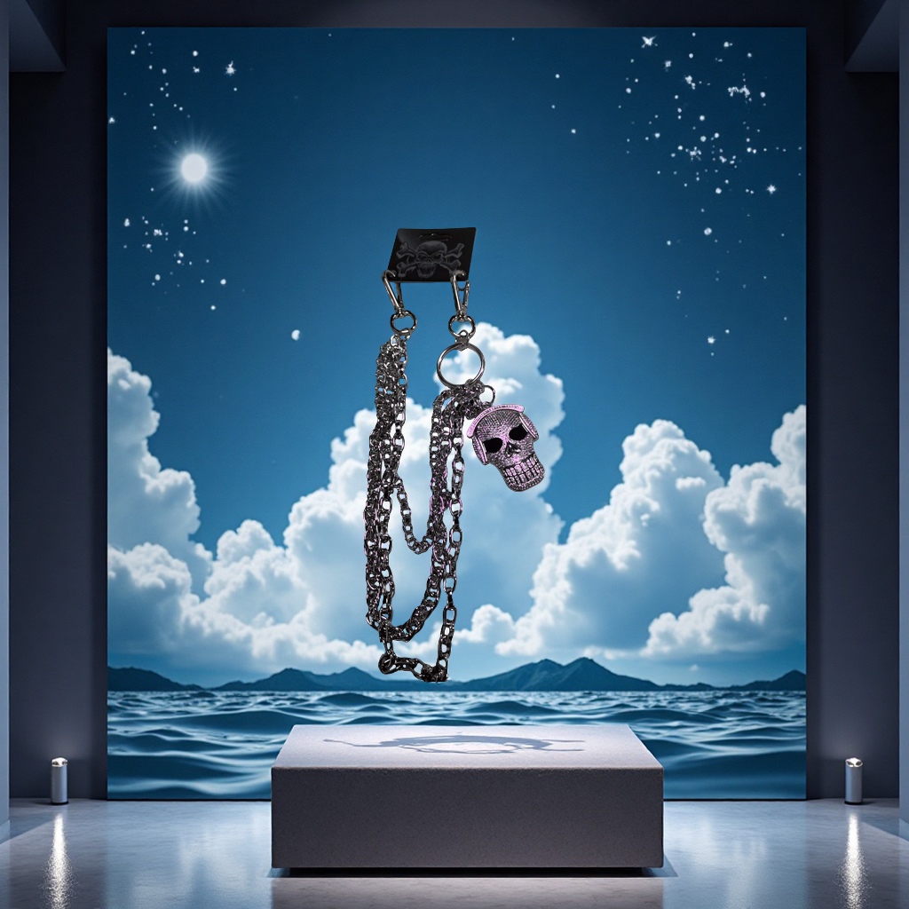 Chanel Cross Jade Pendant necklace with buckle, 18cm