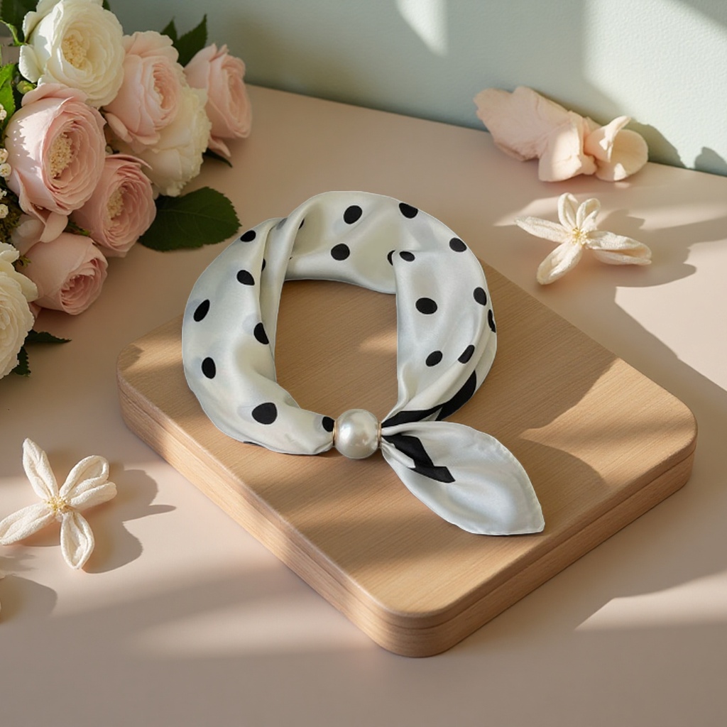Silk scarf, a fashionable printed square scarf for women, is light, breathable and elegant Specification image