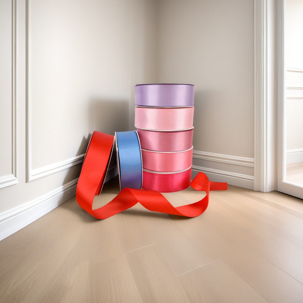 3.8cm solid color double-sided polyester ribbon flower packaging webbing, diy cake gift box, bow accessory, colorful ribbon wholesale Specification image