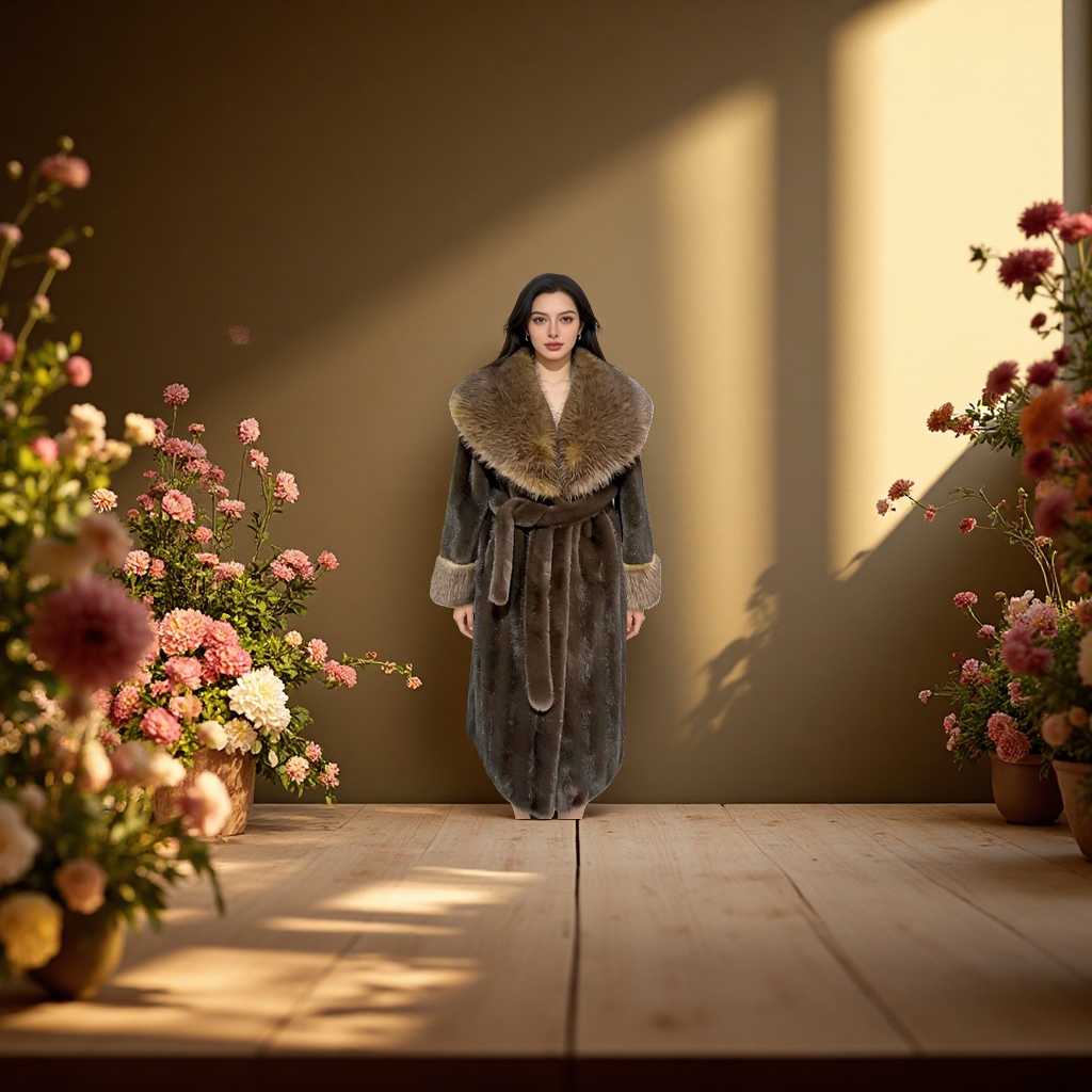 A thick, short and fashionable warm fur coat for women Application Scenario