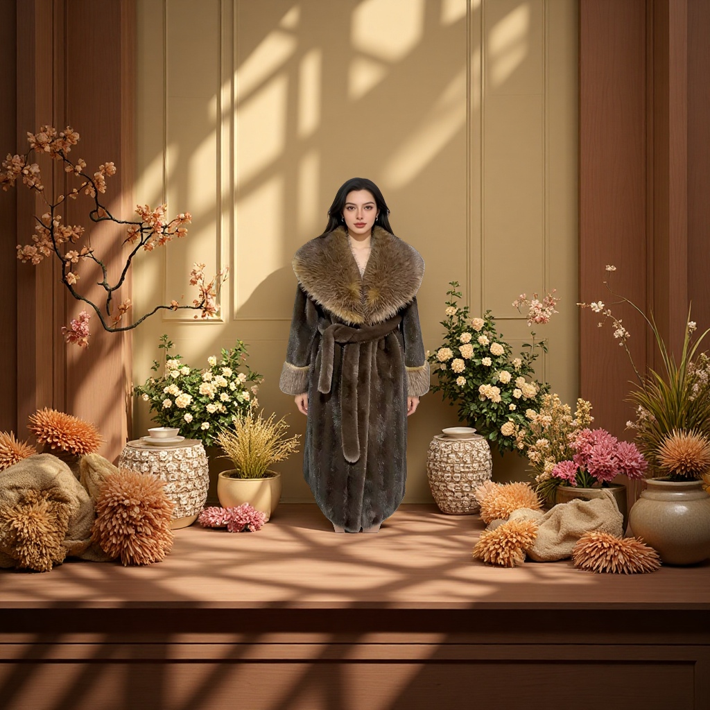 A thick, short and fashionable warm fur coat for women details Picture