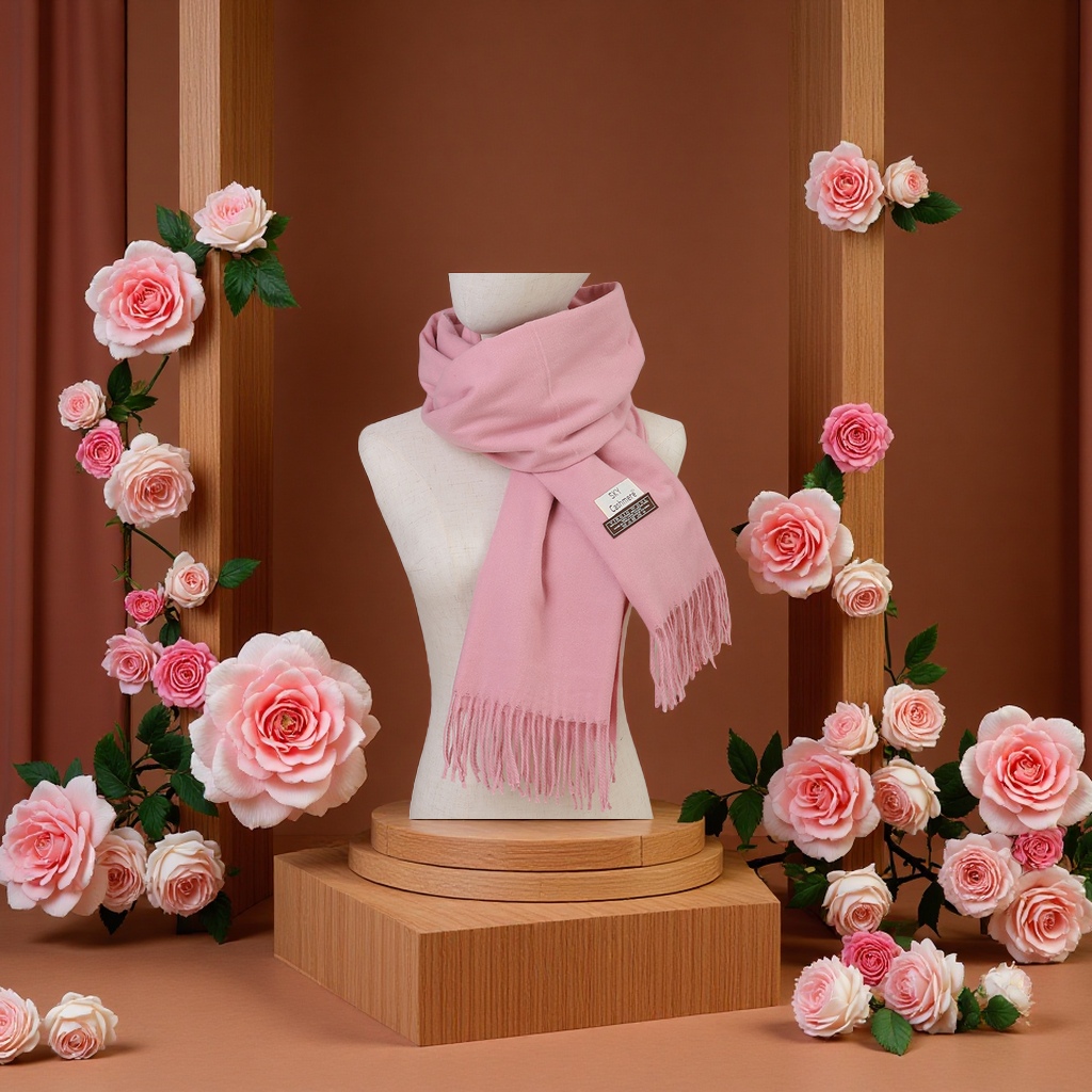Thickened cashmere scarf for warmth, a fashionable and versatile winter scarf for ladies details Picture