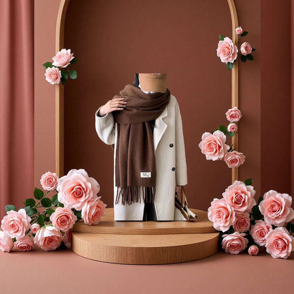A thick and warm winter scarf, a fashionable Korean-style woolen scarf for women Application Scenario
