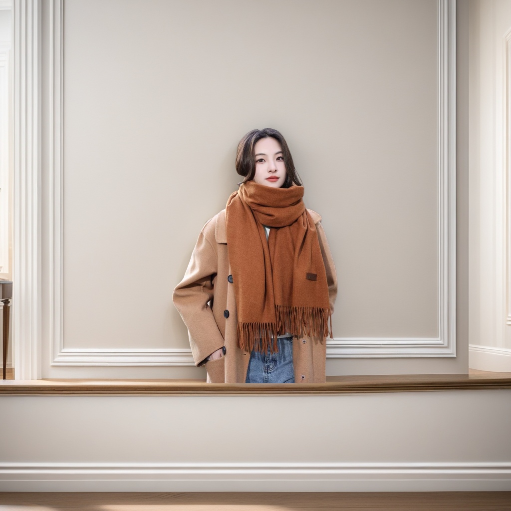 Solid color scarf, thick and warm women's autumn and winter new style