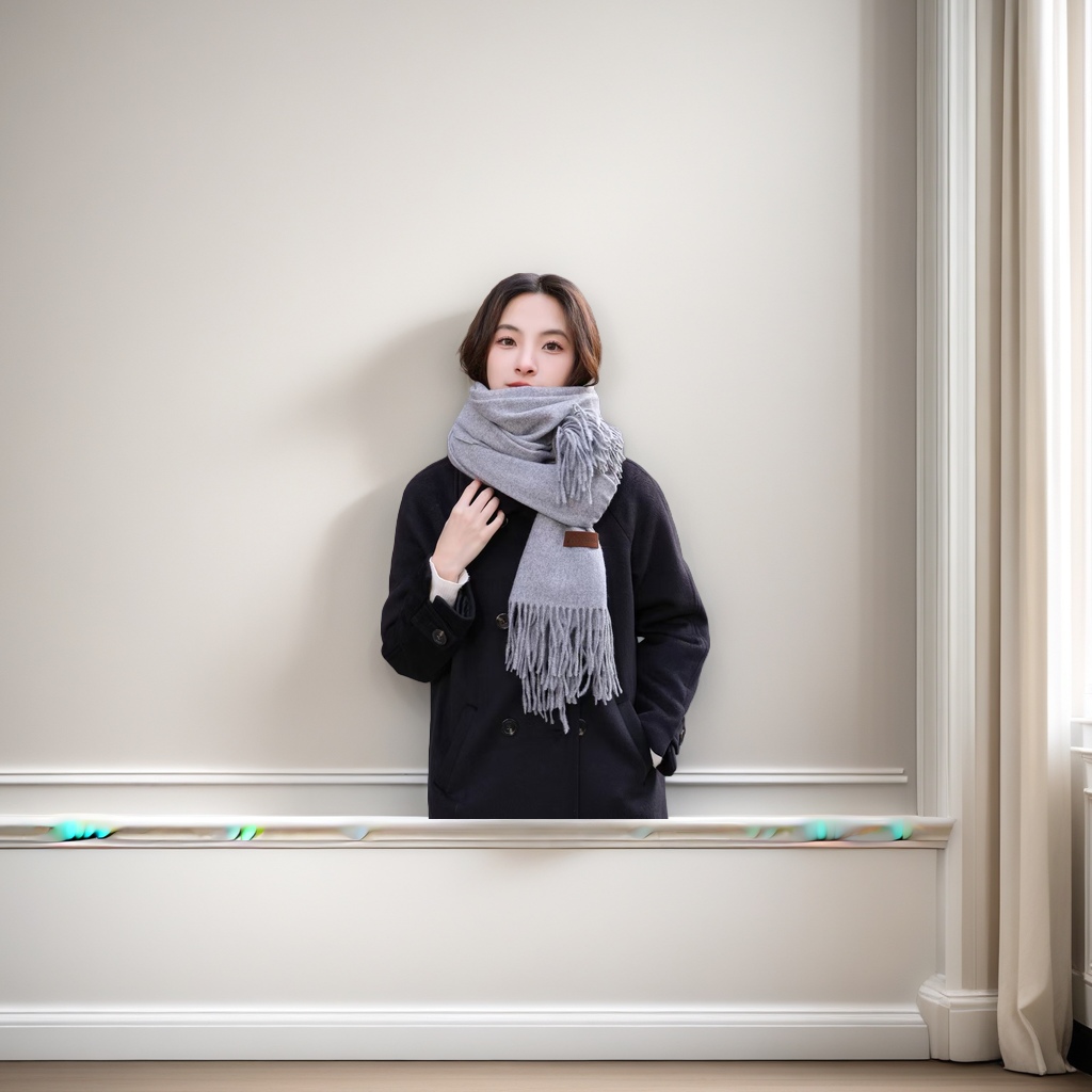 Solid color scarf, thick and warm women's autumn and winter new style Specification image