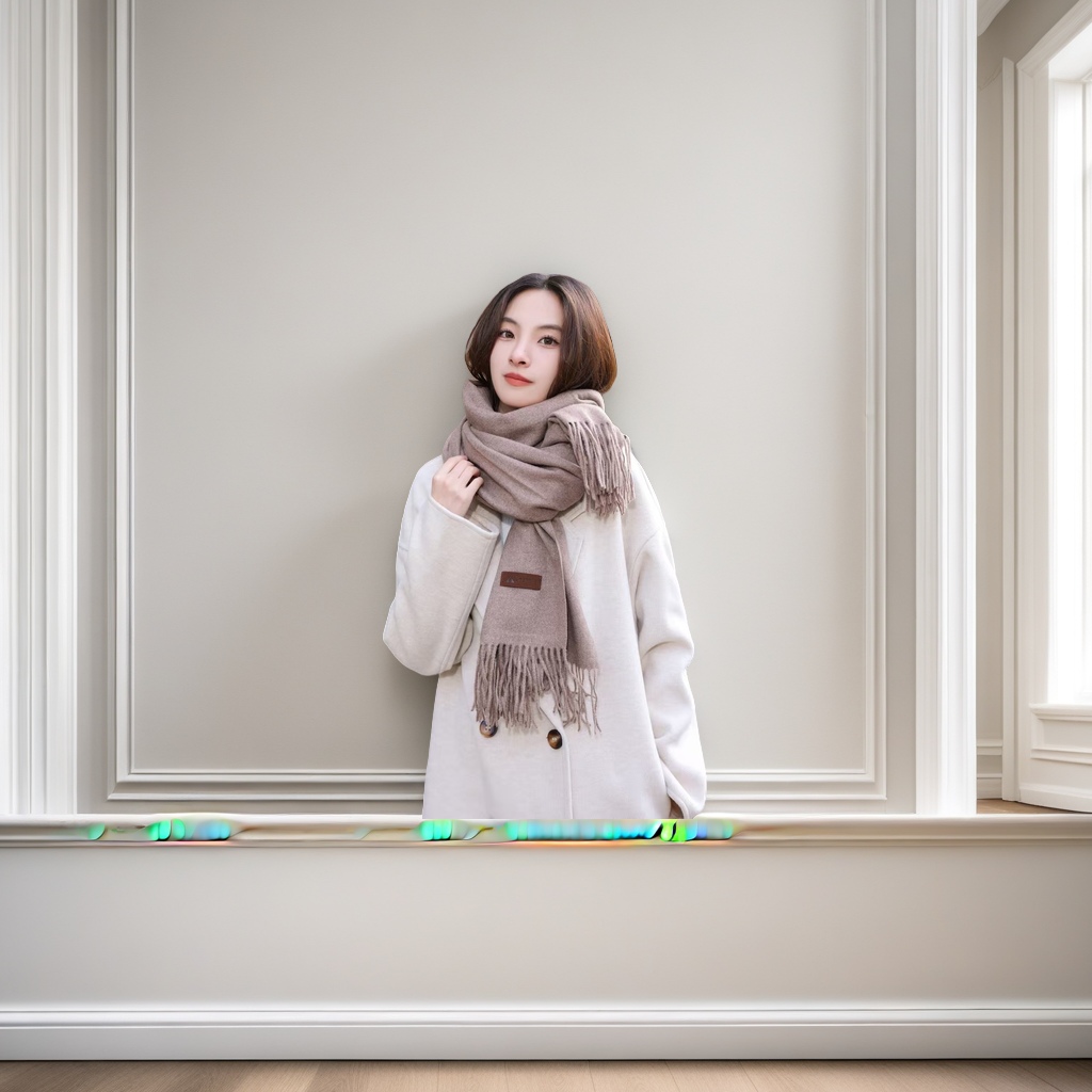 Solid color scarf, thick and warm women's autumn and winter new style Application Scenario
