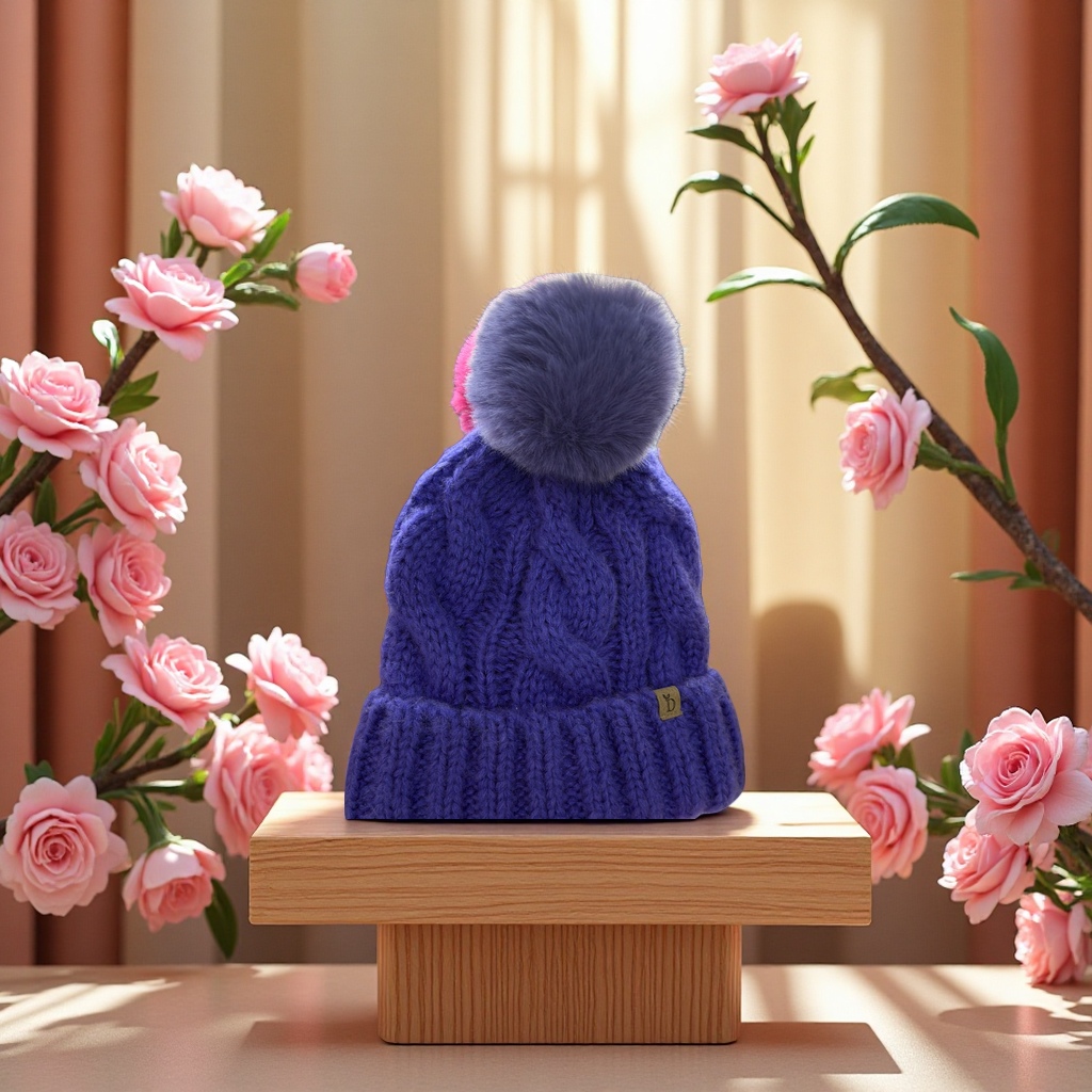 Hand-knitted Korean-style woolen women's hat, a thick and warm winter hat