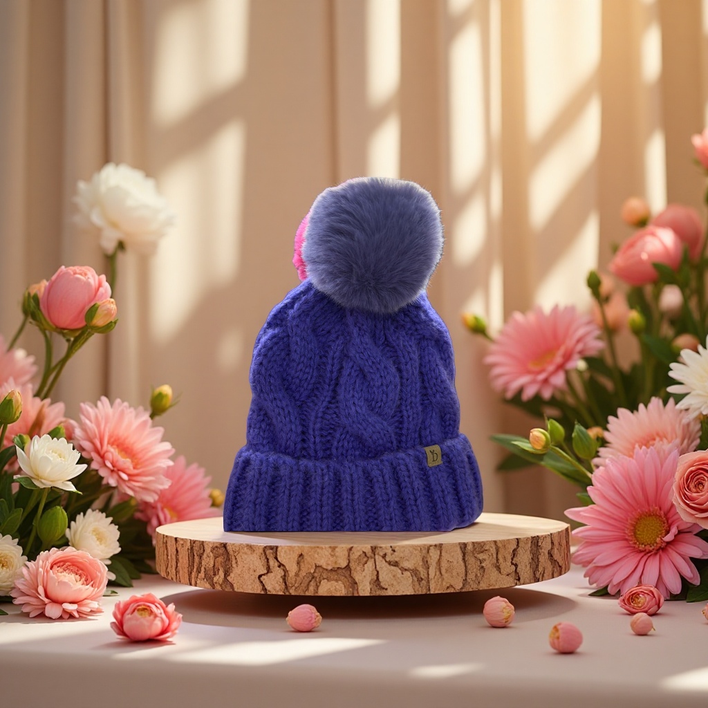 Hand-knitted Korean-style woolen women's hat, a thick and warm winter hat Specification image