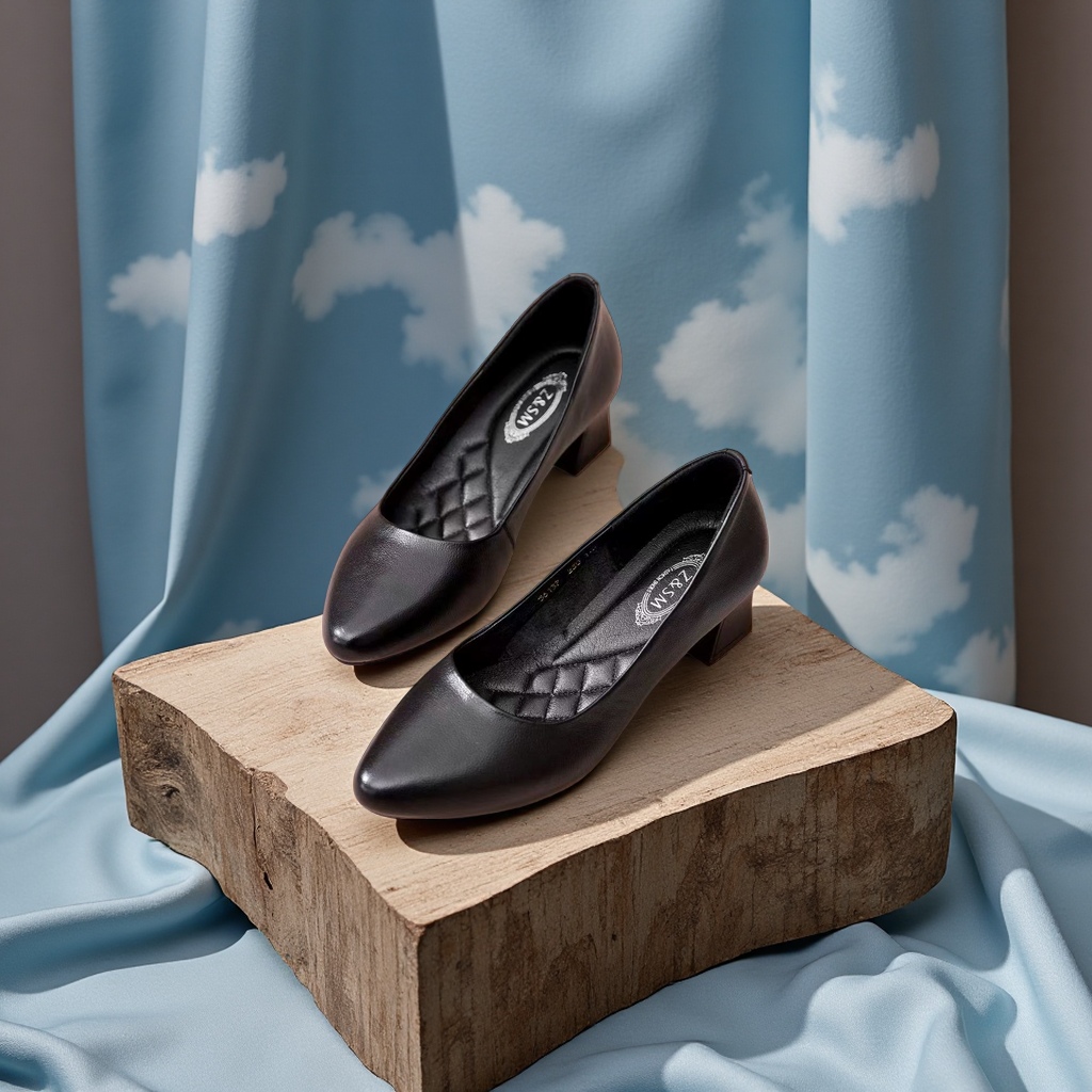 Women's leather casual and fashionable soft-soled black single shoes