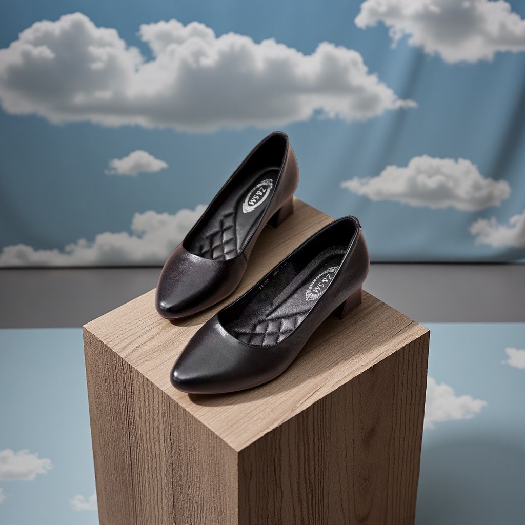 Women's leather casual and fashionable soft-soled black single shoes Application Scenario