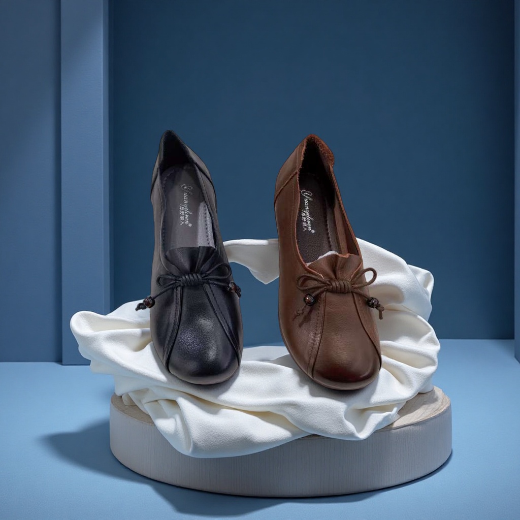 Women's fashionable leather shoes with casual and comfortable cowhide soft soles