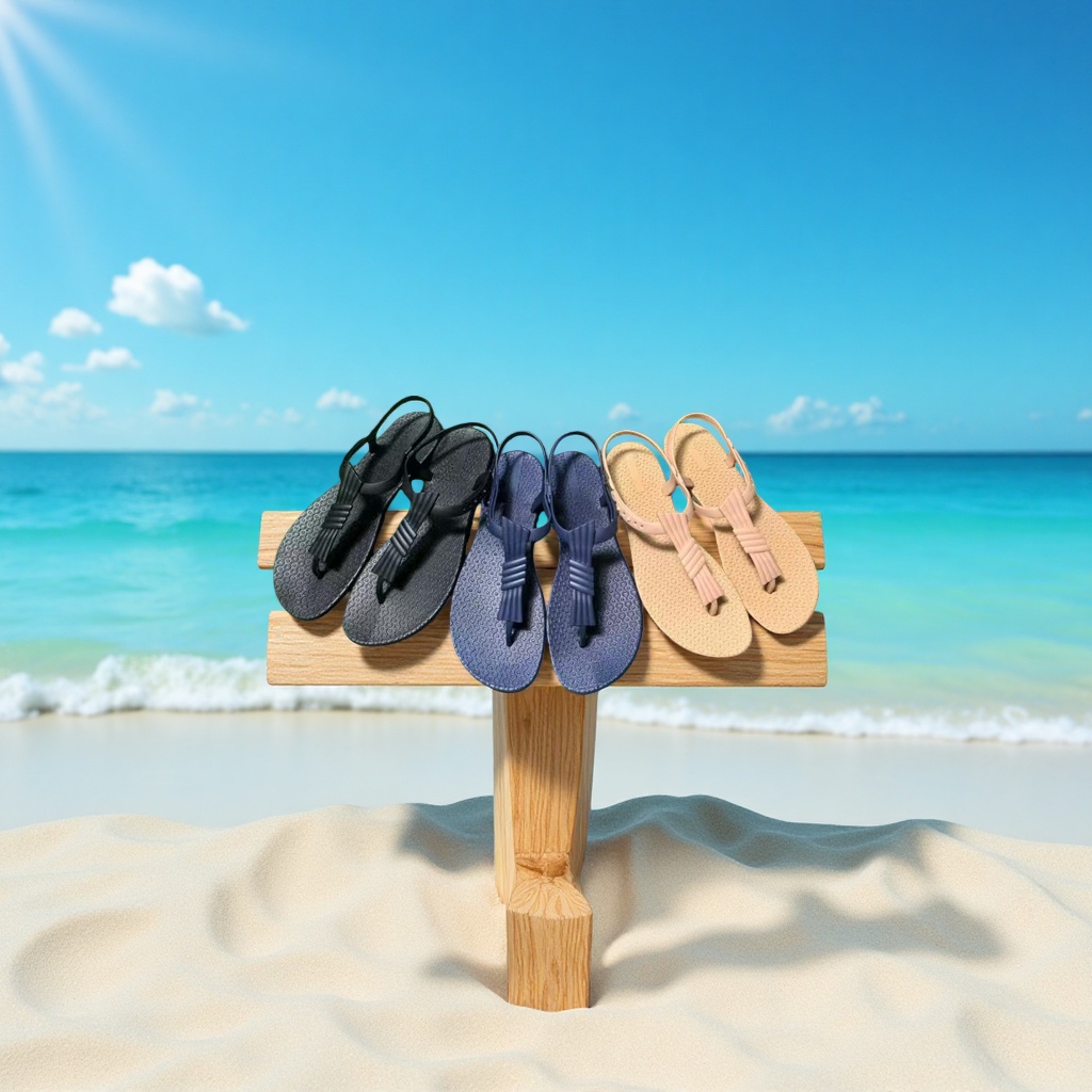 Summer beach and beach style large-sized women's flip-flops available for export