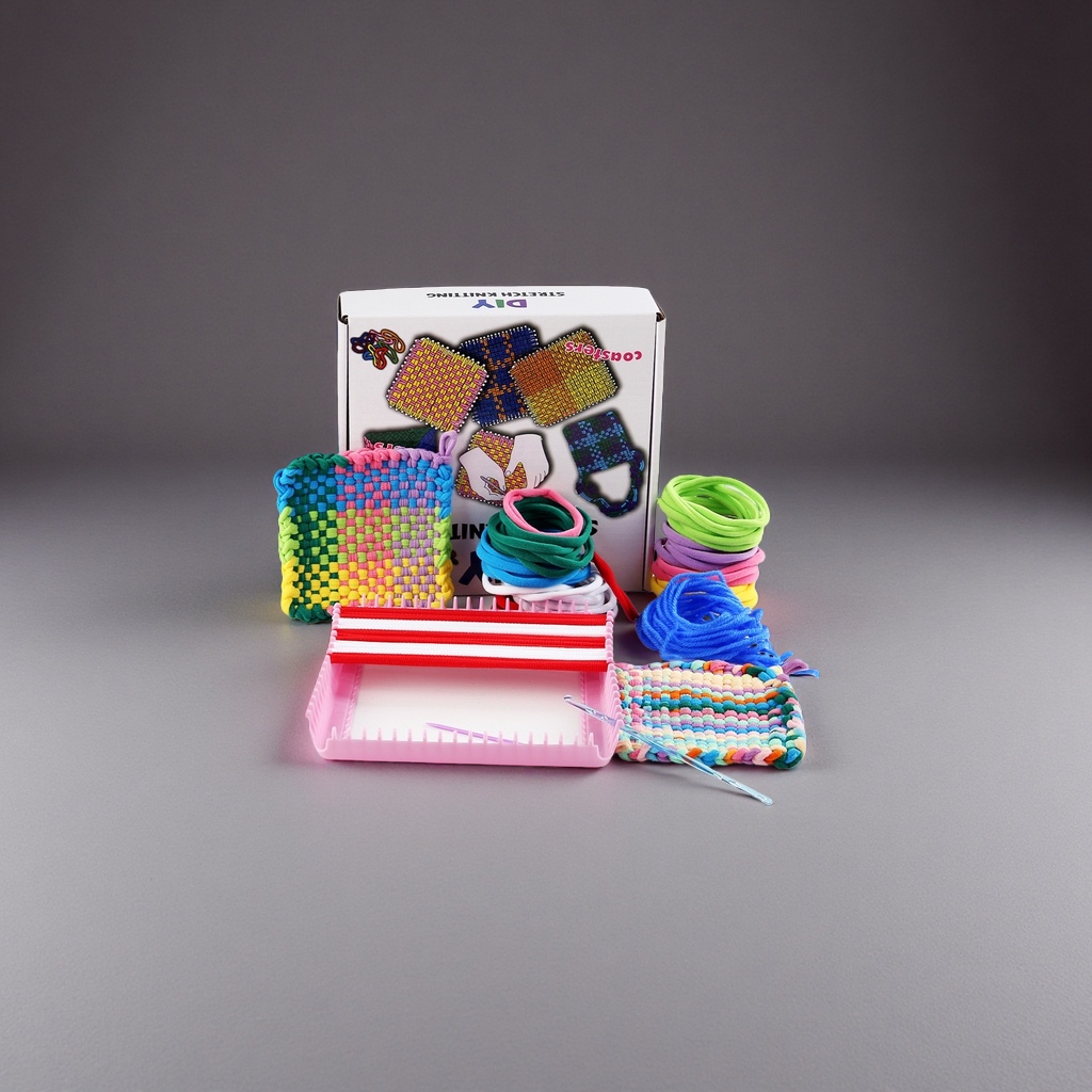 Rainbow weaving machine, DIY fabric wallet, birthday gift for girls, elastic rope towel ring, children's toys, 3-6 years old details Picture