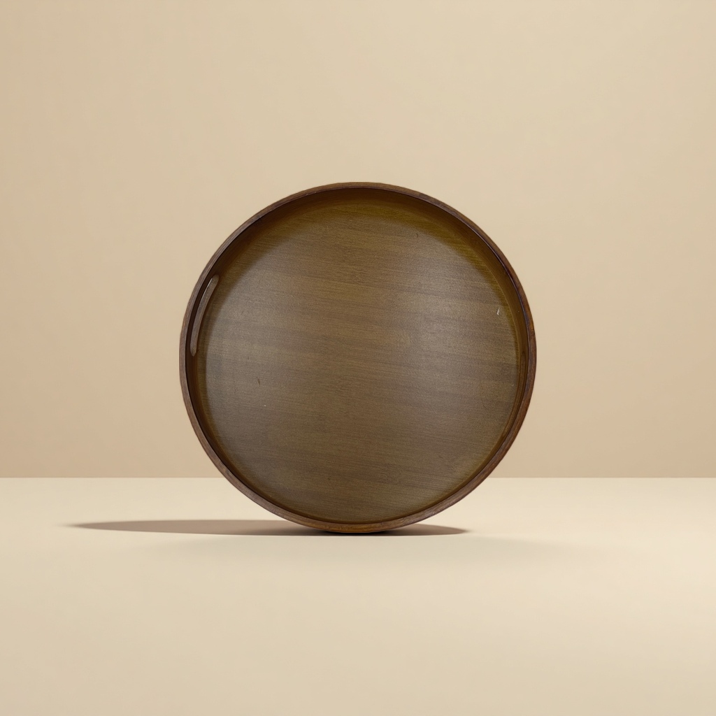 Brown Round Double-Ear Tray, 40X40cm Application Scenario